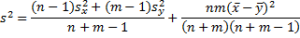 Combined sample variance