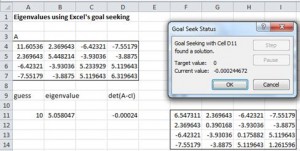 Goal seek eigenvalues