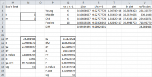 Box's test covariance Excel
