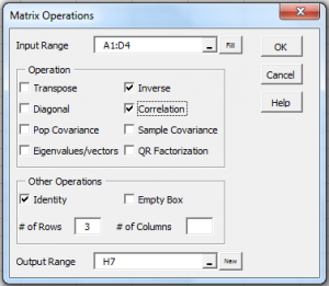 Data analysis dialog box