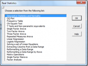 Data analysis main menu