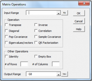 Matrix operations dialog box