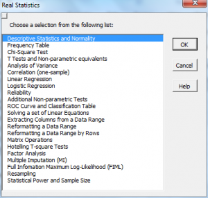 Analysis tools dialog box