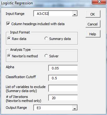 logistic-regression-raw-newton | Real Statistics Using Excel