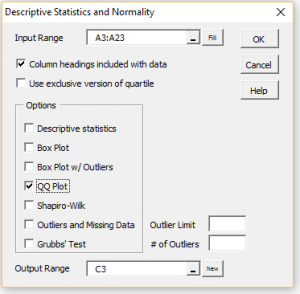 QQ Plot dialog box