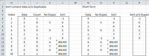 Sorting without duplicates Excel