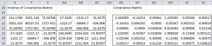 Covariance matricìx multinomial logistics