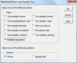 Regression power sample size