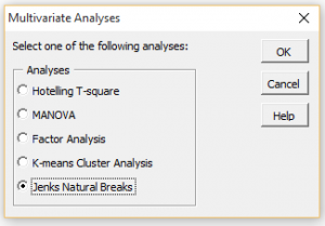 Multivariate analysis dialog box
