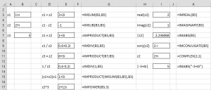 Complex number operations Excel