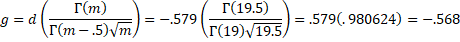 Calculation of Hedges g