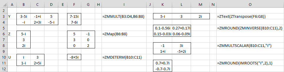 Complex matrix examples