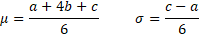 PERT distribution mean/stdev