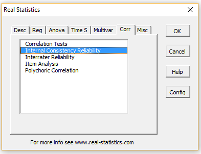 Corr tab dialog box