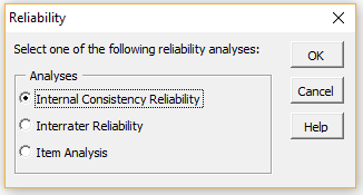 Reliability dialog box