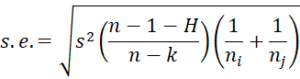 Conover test standard error