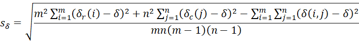 Cliff's delta standard error