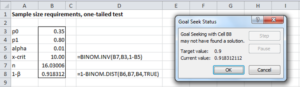Goal Seek results