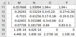 Eigenvalues/eigenvectors Excel format