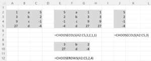 CHOOSEROWS and CHOOSECOLS examples