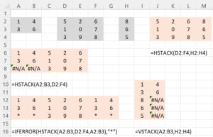 HSTACK and VSTACK examples