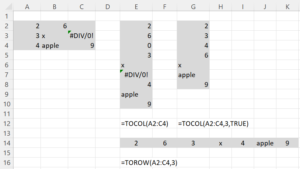 TOCOL and TOROW examples