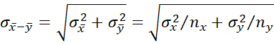 Standard deviation x-bar - y-bar