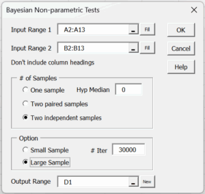 Bayesian MW dialog box