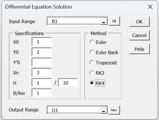 Differential Equations dialog box