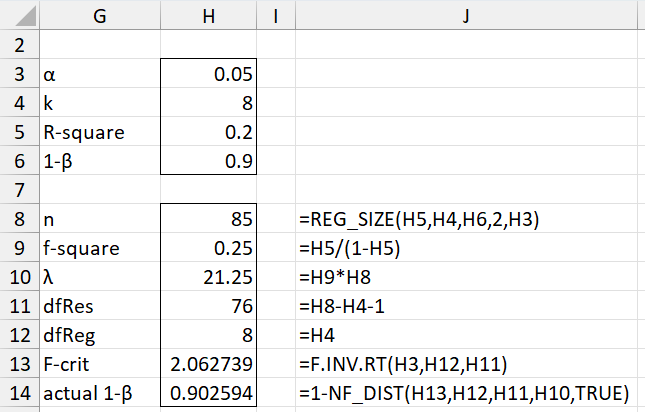 Sample size multiple regression