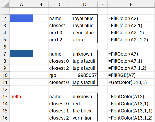 Closest named color examples